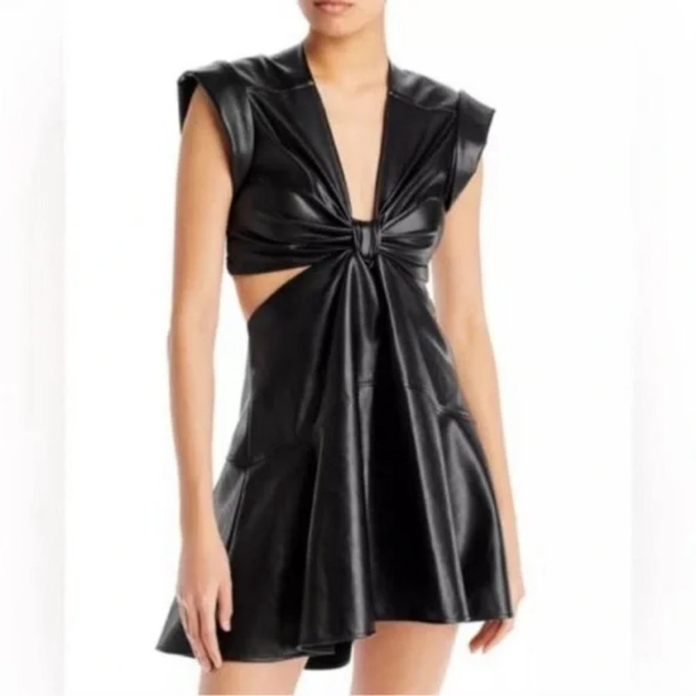Jason Wu Faux Leather Black Open Back Dress